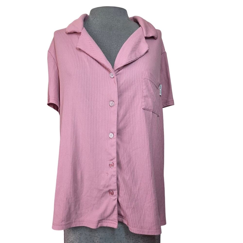 Nine West Button Up Short Sleeve Sleep Shirt Size Large